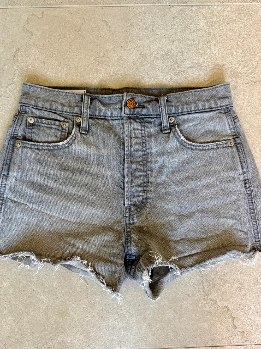 GAP Faded Gray High-Rise Denim Cutoff Shorts